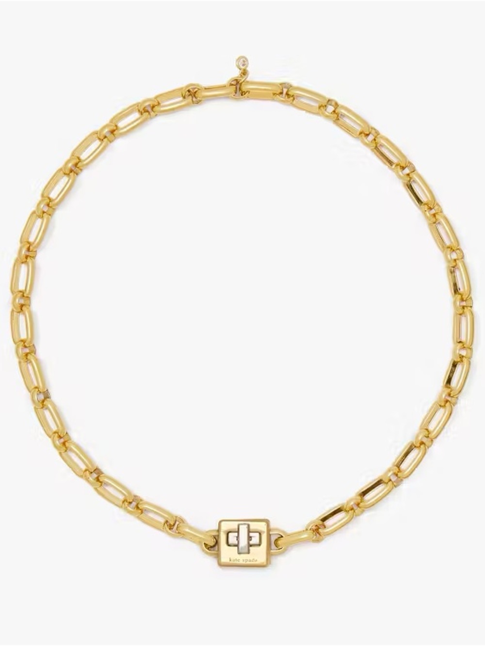 ♠️Kate Spade Phoebe Turnlock Link Chain Necklace, Yellow Gold/ Silver NEW NWT
